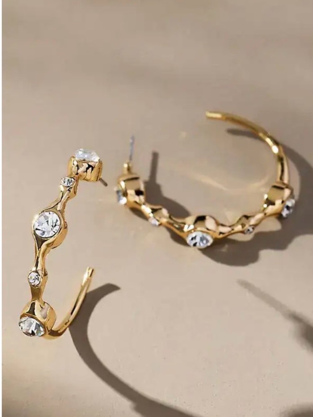 NWT Anthropologie Crystal Squiggle Hoop Earrings